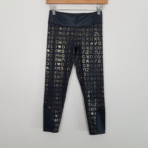 Zumba Fitness Crop Legging Black/Gold Size XS - Picture 2 of 6